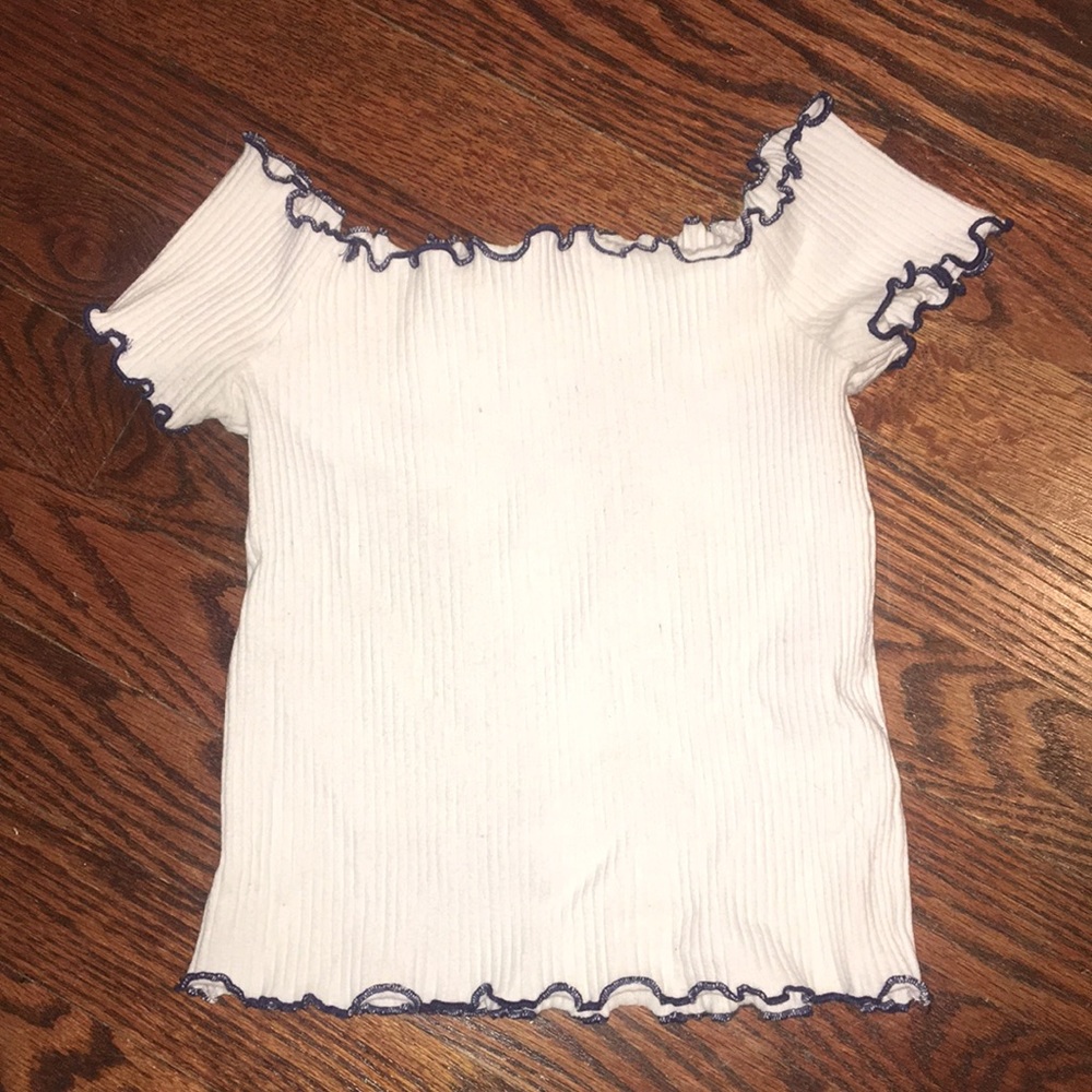 Zara off the shoulder lettuce trim top